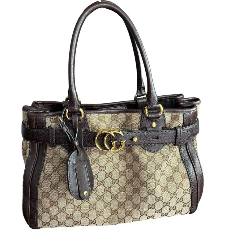Gucci Medium GG Canvas & Leather Running Tote With Gold-Tone Hardware & Dual Han